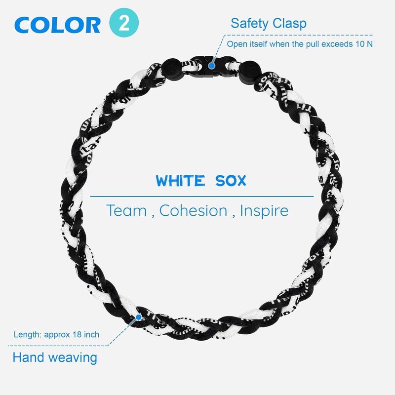 SUPBOMM 3 pcs Baseball Rope Necklaces, League Team Colors Braided Necklace, Baseball Team Gifts - Image 3